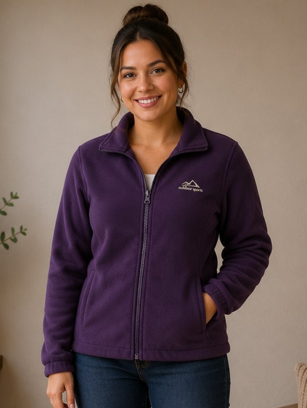 Outdoor Products Women's Full-Zip Puffer Jacket in Purple